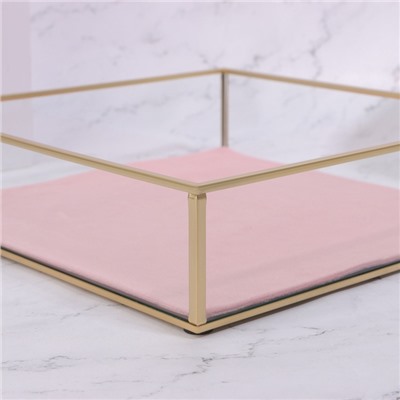 Органайзер для хранения «PINK RIPPLES», стеклянный, 24×24×6.5 см, цвет медный, розовый