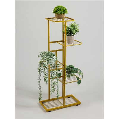 Подставка для цветов Greengo, 5 полок, 44×22×95 см, напольная, металл, цвет золотой