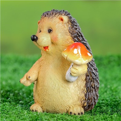 Садовая фигура из полистоуна «Ежик с мухомором», 11×9×8.5 см