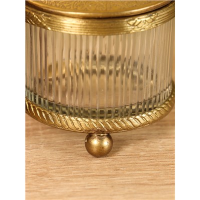 Сахарница с ложечкой «Сластёна», латунь, стекло, 7×7×7.6 см