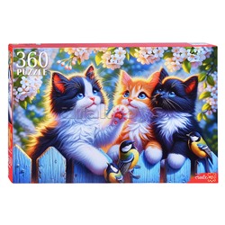 Пазлы 360 "Котята с синичками"