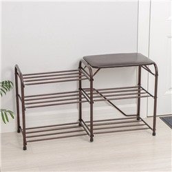 УЦЕНКА Подставка для обуви с сиденьем «Дубль», 3 полки, медный антик