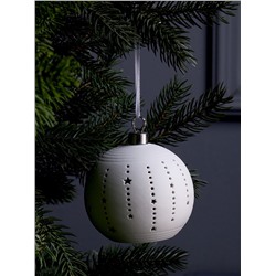 Ёлочный шар «Звёзды», 9×9×9.8 см, 1 LED, керамика, от батареек LR44×2, свечение тёплое белое