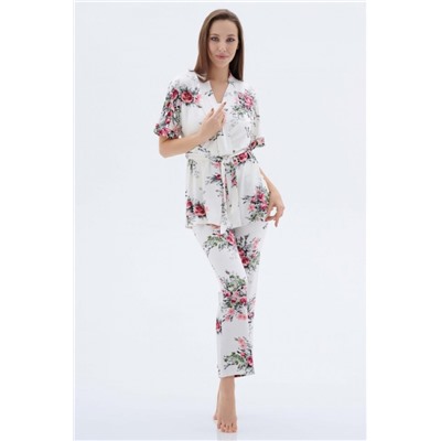 Пижама с халатом МИШЕЛЬ (Молоко)