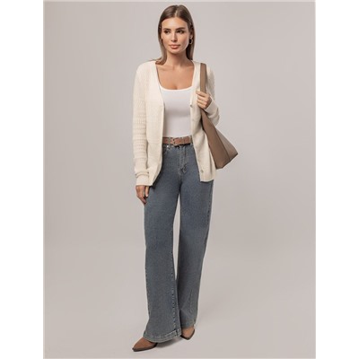 Кардиган тонкой ажурной вязки из хлопка и вискозы