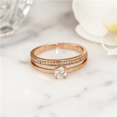 Кольцо 19 р коллекция "Xuping" покрытие позолота, вставка: фианиты, цвет: прозрачный, арт.101.305-19