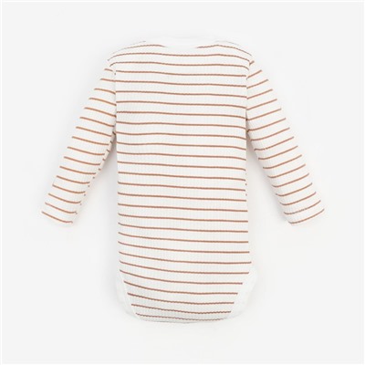 Боди с длинным рукавом «Крошка Я» BASIC LINE, рост 62-68 см, полоска бежевая