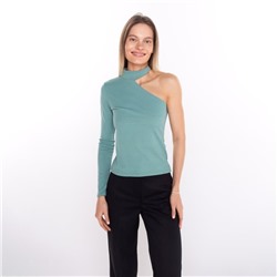 Лонгслив на одно плечо женский, оливковый, размер 42