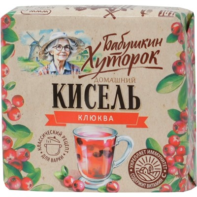 Бабушкин Хуторок. Кисель Клюквенный 180 гр. мягкая упаковка