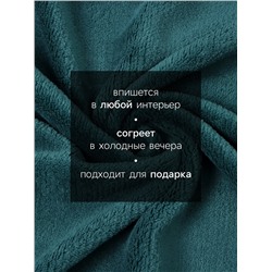 Плед «Этель», 150×200 см, корал-флис, изумрудный