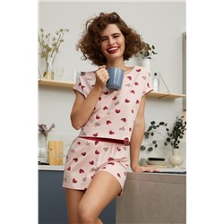 Пижама фуфайка (футболка), шорты жен Mia Cara SS21WJ330 French Kiss сердечки