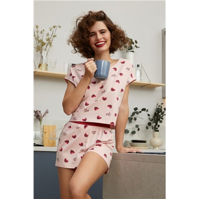 Пижама фуфайка (футболка), шорты жен Mia Cara SS21WJ330 French Kiss сердечки