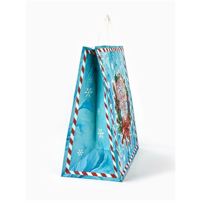 Пакет бумажный подарочный новогодний крафт «С Новым годом» 32×17.5×37 см