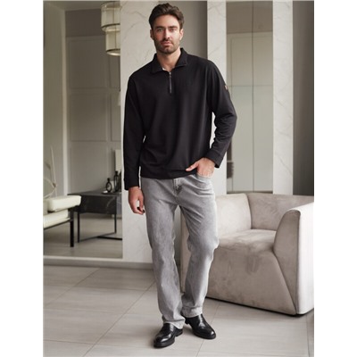 Свитшот с воротом стойкой на молнии из эластичного футера двухнитки