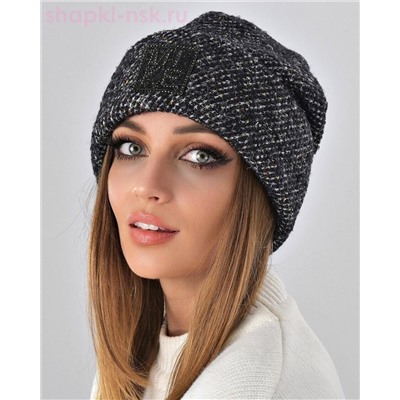 Отворот мохер мульти квадрат термо Шапка флис (56-58)