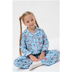Пижама Бутоньерка кант для девочки подростка со штанами и рубашкой