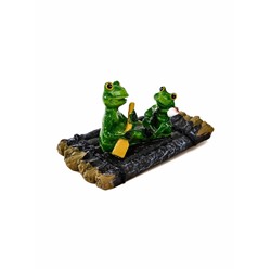 Садовая фигура из полистоуна «Лягушка на плоту», 17×11×9.5 см, водоплавающая