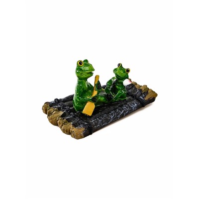 Садовая фигура из полистоуна «Лягушка на плоту», 17×11×9.5 см, водоплавающая