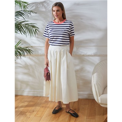 Футболка в горизонтальную полоску из премиального хлопка с эластаном