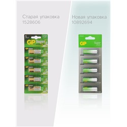 Батарейка алкалиновая GP Super, AA, LR6-5BL, 1.5 В, технология G-Tech, блистер, 5 шт.