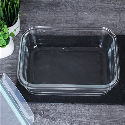 Контейнер прямоугольный крышка с клапаном 1000 мл стекло / BXW-1040CF /уп 24/