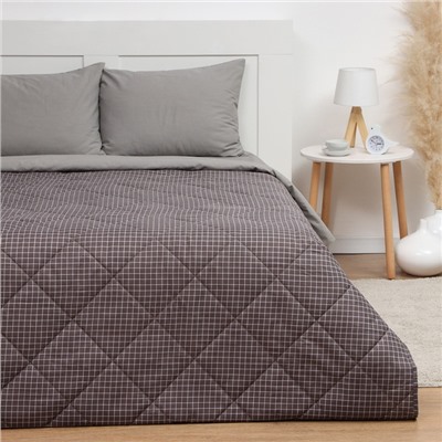 Покрывало евро макси LoveLife Graphite cage, 240×210±5 см, новосатин