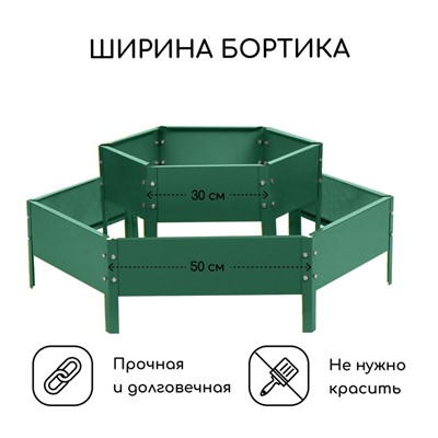 Клумба оцинкованная, 2 яруса, d=60–100 см, высота бортика 30 см, зелёная, Greengo