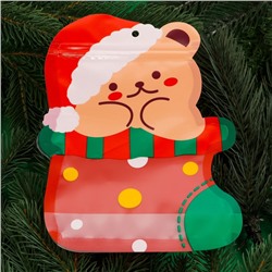 Пакет подарочный новогодний, фигурный «Мишка с колпаком», с zip - lock застежкой, 21×15.5 см