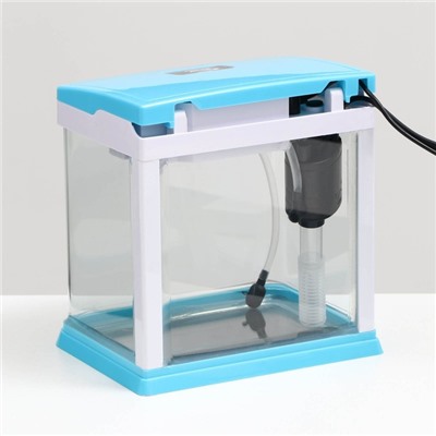 Аквариум SeaStar HX-180F, 3.5 л, в комплекте: LED-лампа, фильтр, синий