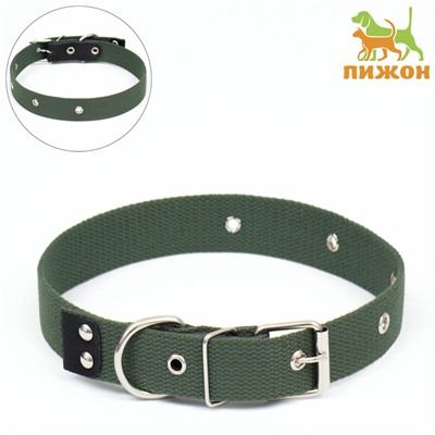 Ошейник брезентовый однослойный, 66×3 см, ОШ 33-60 см, тёмно-зелёный