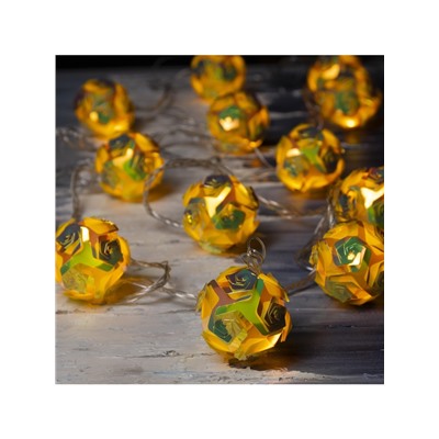 Гирлянда «Нить» 4.5 м с насадками «Цветочные шары», IP20, прозрачная нить, 15 LED, свечение тёплое белое, 220 В