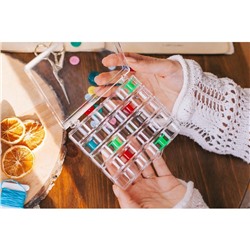 Органайзер для ниток, на 25 шпулек, 12.3×10×2.5 см, прозрачный