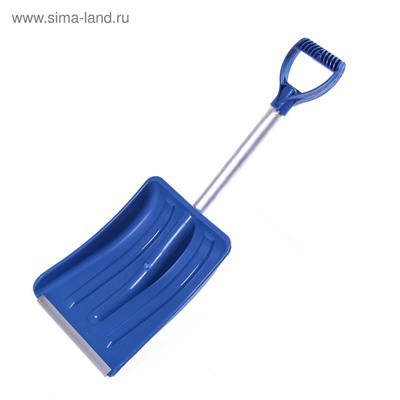 Лопата автомобильная пластиковая, ковш 240×300 мм, с алюминиевой планкой, алюминиевый черенок, 72-85 см, МИКС