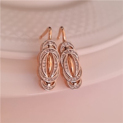 Серьги завиток ювелирная бижутерия коллекция "Дубай", покрытие позолота, вставка: фианиты, цвет: прозрачный, арт.213.612