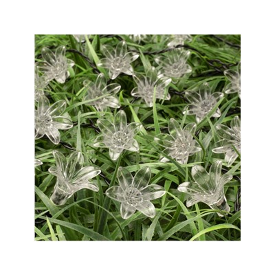 Гирлянда «Нить», 4.5 м, уличная, с насадками «Цветок», IP44, 30 LED, 2 режима, солнечная батарея, тёмная нить, свечение мульти