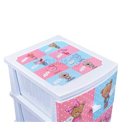 Комод "Декор" "Друзья" (монорисунок) 4 секции белый