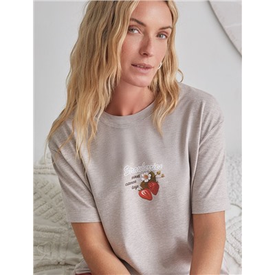 Футболка с принтом свободная эластичная из премиального хлопка