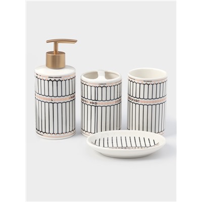 Набор аксессуаров для ванной комнаты «Греция», 4 предмета, мыльница, дозатор 350 мл, два стакана, серый