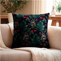 Наволочка декоративная «Этель. Папоротник» 40×40 см, велюр