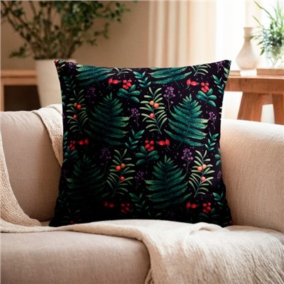 Наволочка декоративная «Этель. Папоротник» 40×40 см, велюр