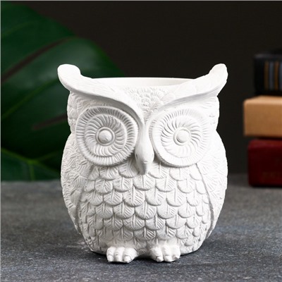 Декоративное кашпо для цветов «Совушка», 250 мл, 11×10×10 см, гипс, белое
