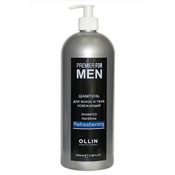 Ollin Шампунь для волос и тела мужской освежающий / Premier For Men, 1000 мл KRISTALLER, 1106988