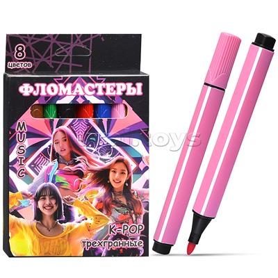 Фломастеры Дорама 8 цветов, треугольные, в картонной упаковке с европодвесом