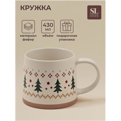 Кружка SL Home «Новый год.Ёлочки», 430 мл, фарфор, бежевая