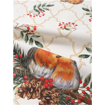 Дорожка на стол новогодняя Этель Robin 30×70 ± 5 см, 100% хлопок, саржа 190 г/м², белая