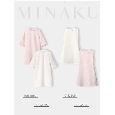 Платье нарядное для девочки MINAKU: PartyDress с воротником, рост 122-128 см, розовое