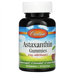 Carlson Labs, Astaxanthin Gummies with Vitamin C, Natural Cherry, 4 mg, 46 Gummies