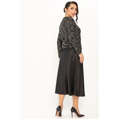 Костюм с атласной юбкой Лизетт (черный) К14677-10М