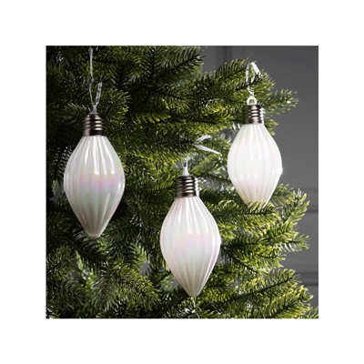 Набор ёлочных шаров «Снежное сияние», 3 шт., d=8 см, 3 LED, от батареек AG13×9, свечение тёплое белое