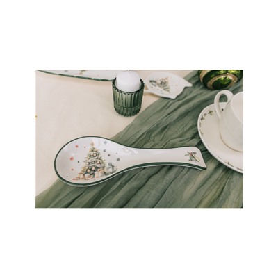 Подставка для ложку новогодняя Доляна «Приближение чуда», 22.3×7.5×2.3 см, доломит, белая